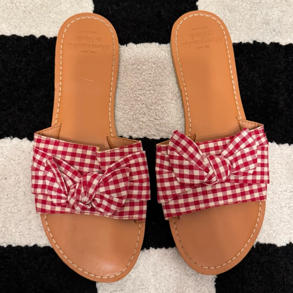 Abercrombie & Fitch Red & White Checkered Sandals